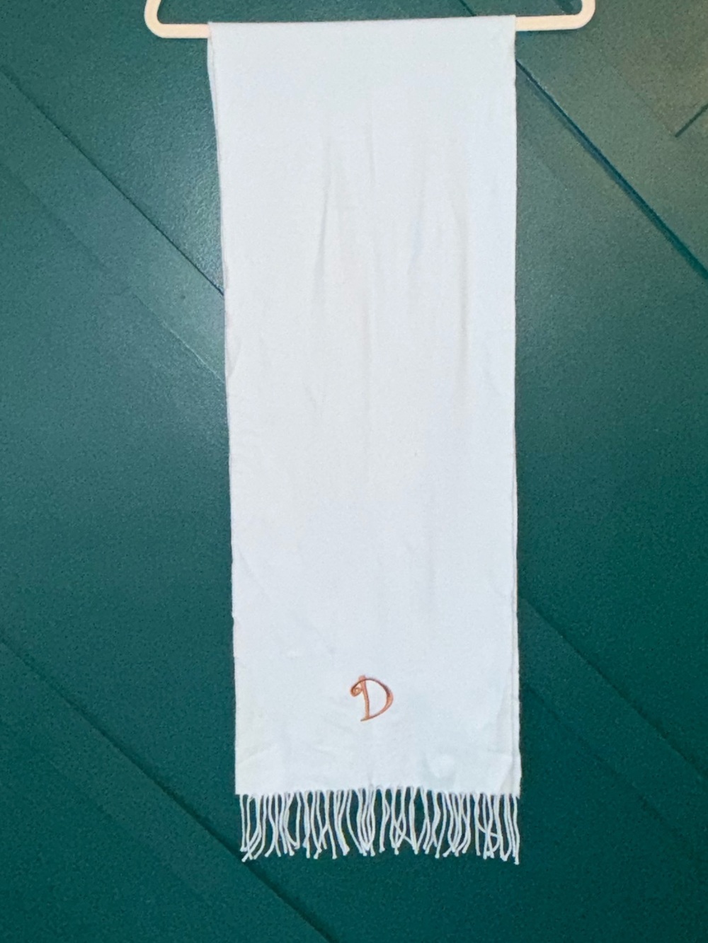 Cashmere Fringe Scarf Baby Blue Made In Scotland Embroidered Initial D
